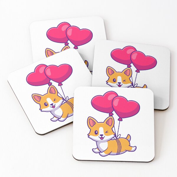 Item preview, Cute Corgi Flying with Heart Balloons designed and sold by Christi W 	 Witherspoon.