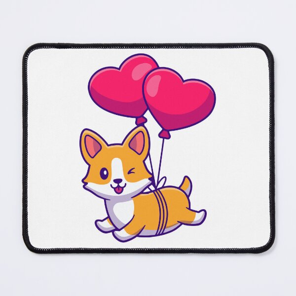 Item preview, Cute Corgi Flying with Heart Balloons designed and sold by Christi W 	 Witherspoon.