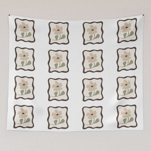 Item preview, Diseño de azulejos florales retro – Papel pintado floral vintage minimalista designed and sold by Barelythere2324.