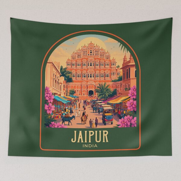 Item preview, Jaipur Vintage Travel Illustration designed and sold by HomeLivingCo.