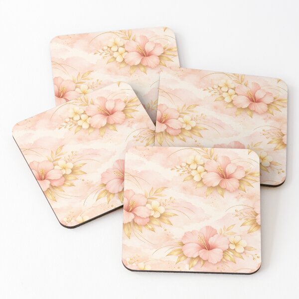 Item preview, Elegant Tropical Flowers with Gold Leaves Watercolor Design designed and sold by Ve & Co.