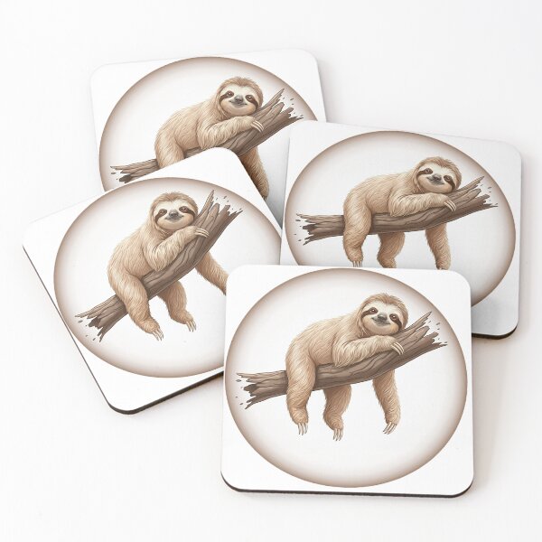 Item preview, Slow Living Sloth On The Branch – cozy minimalist sloth art for calm living designed and sold by Quiet Joy Studio.