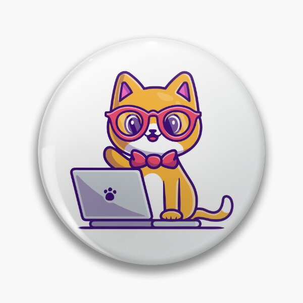 Item preview, Cute Nerd Cat Wearing Glasses Working On Laptop designed and sold by Christi W 	 Witherspoon.