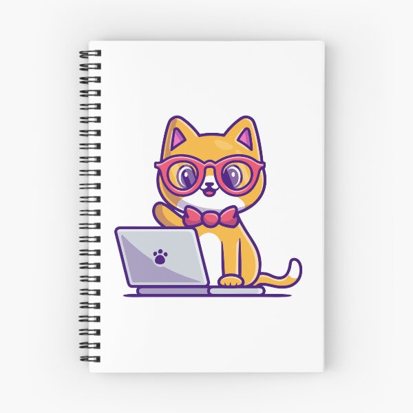 Item preview, Cute Nerd Cat Wearing Glasses Working On Laptop designed and sold by Christi W 	 Witherspoon.