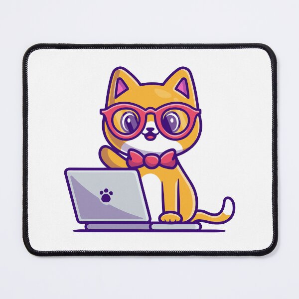 Item preview, Cute Nerd Cat Wearing Glasses Working On Laptop designed and sold by Christi W 	 Witherspoon.