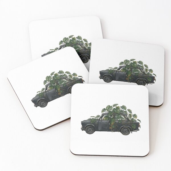 Item preview, Vintage East German Compact with Monstera — Black Art Print designed and sold by WildRelicsArt.