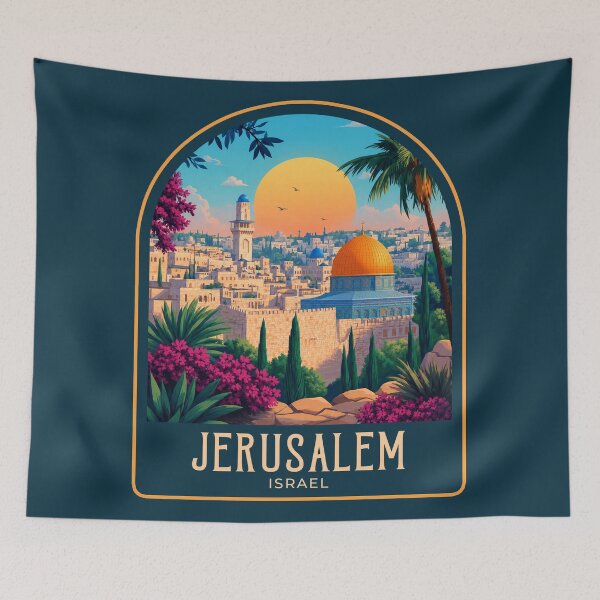 Item preview, Jerusalem Vintage Travel Illustration designed and sold by HomeLivingCo.