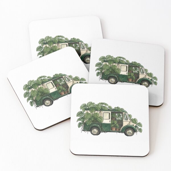 Item preview, Vintage 1940s Delivery Truck with Monstera — Cream Green Art Print designed and sold by WildRelicsArt.