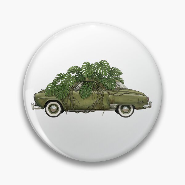 Item preview, Vintage American Two-Door Coupe with Monstera — Olive Green Art Print designed and sold by WildRelicsArt.
