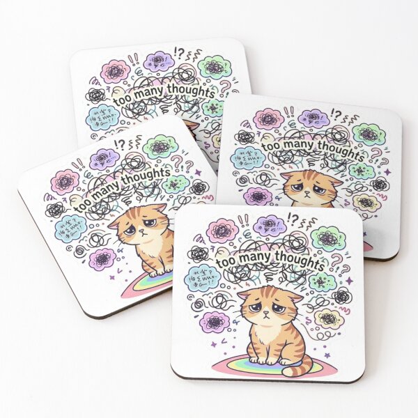 Item preview, Too Many Thoughts – Colorful Overthinking Cat Sticker designed and sold by Elviqus Shop.