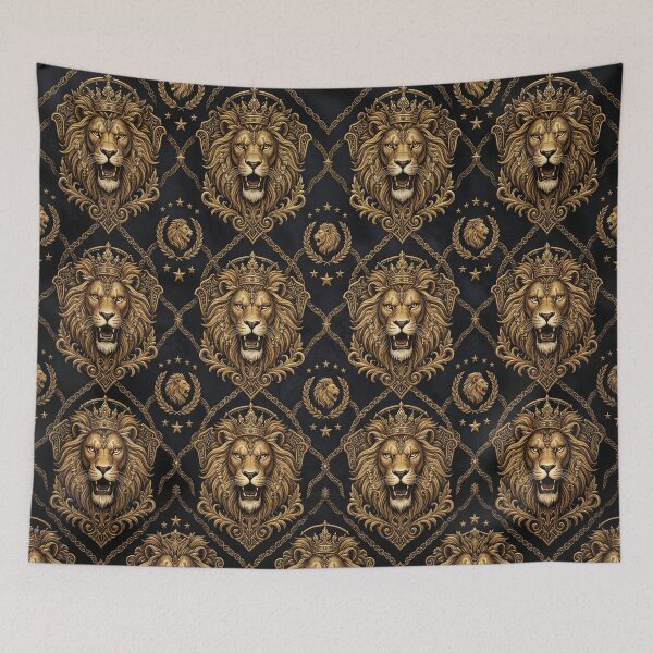 Item preview, Luxury Golden Lion King Royal Damask Pattern designed and sold by Quiet life.