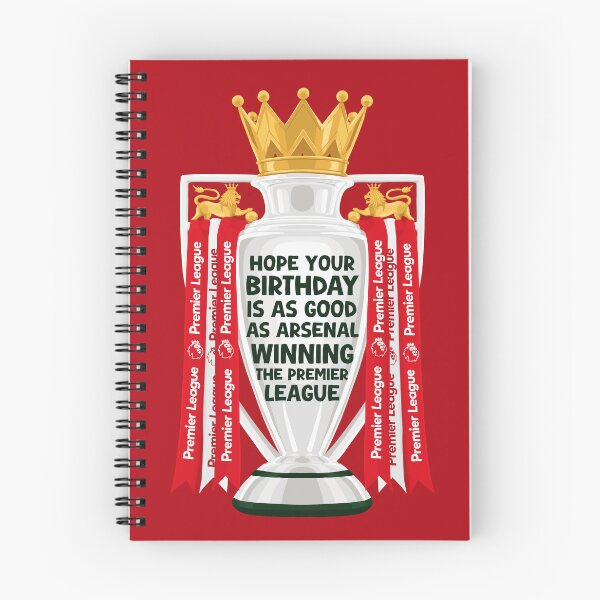 Aperçu de l'œuvre Carte d'anniversaire du trophée de Premier League d'Arsenal créée et vendue par The Home Of Pink Peach.