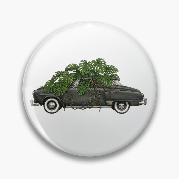 Item preview, Vintage American Two-Door Coupe with Monstera — Black Art Print designed and sold by WildRelicsArt.