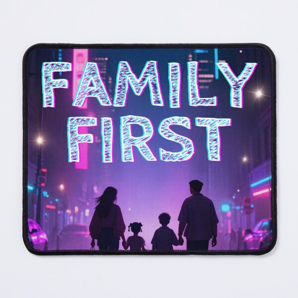 Item preview, Family First New York – Cartoon Mom Dad Kids Illustration designed and sold by gluxdesing.