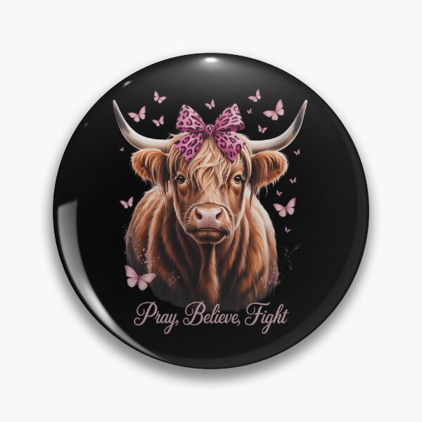 Item preview, Highland Cow Pink Ribbon Breast Cancer Awareness designed and sold by SapfireStuArt.