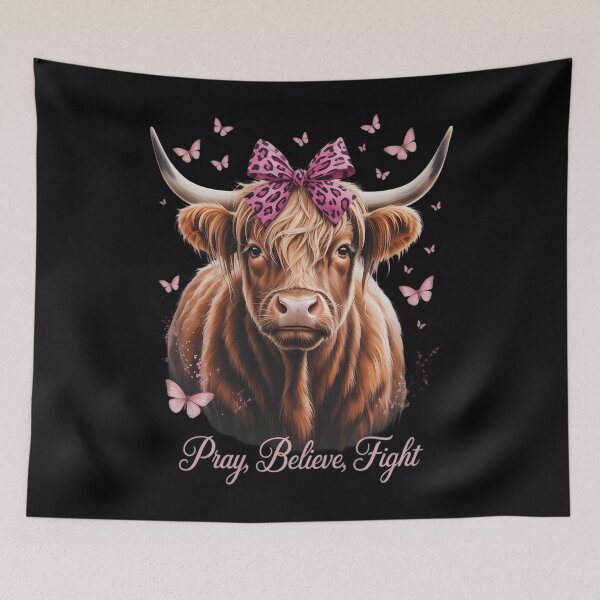 Item preview, Highland Cow Pink Ribbon Breast Cancer Awareness designed and sold by SapfireStuArt.