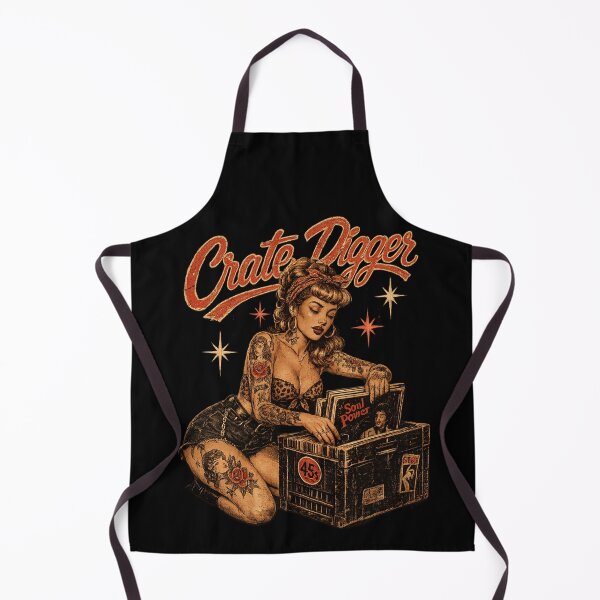 Item preview, Crate Digger Retro Vinyl Pinup T-Shirt designed and sold by ThreadTheory976.