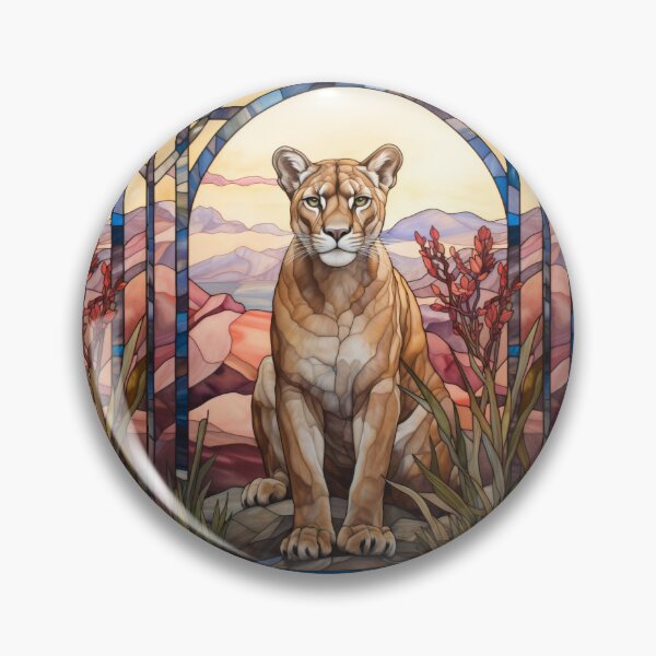 Item preview, Mountain Lion Stained Glass Desert Art designed and sold by pinkal.