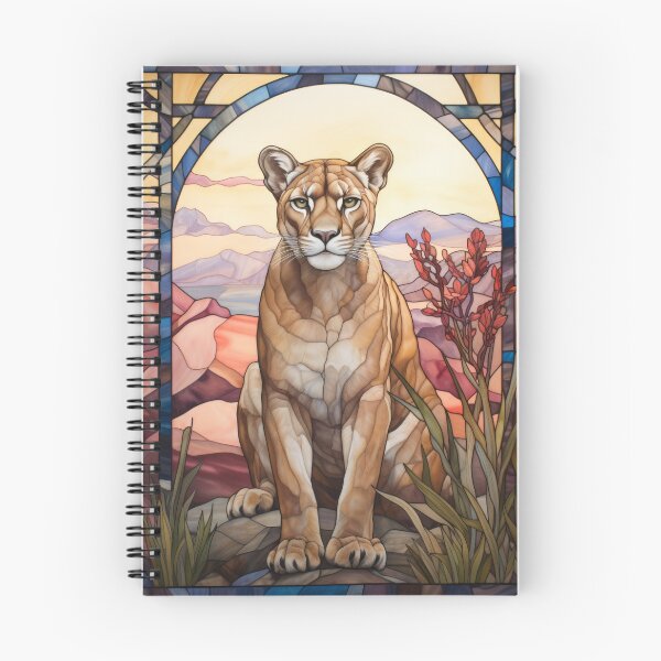 Item preview, Mountain Lion Stained Glass Desert Art designed and sold by pinkal.