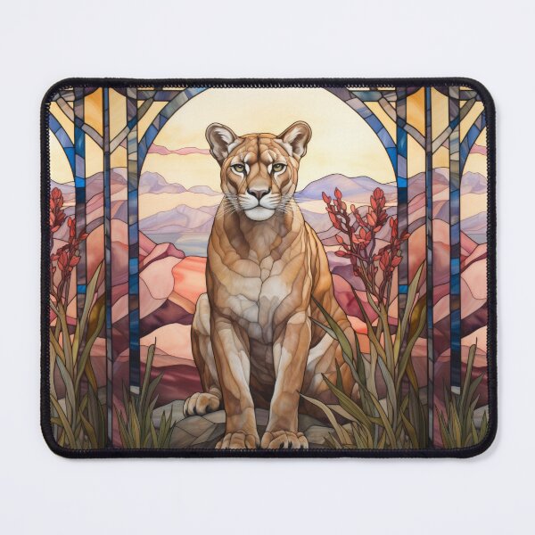Item preview, Mountain Lion Stained Glass Desert Art designed and sold by pinkal.