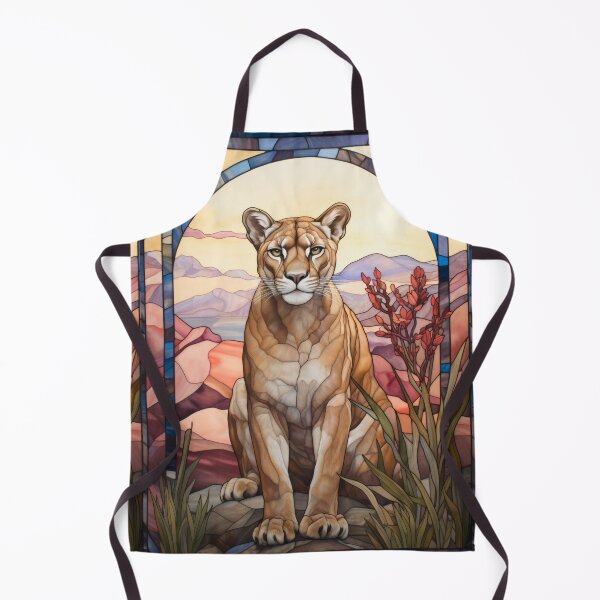 Item preview, Mountain Lion Stained Glass Desert Art designed and sold by pinkal.