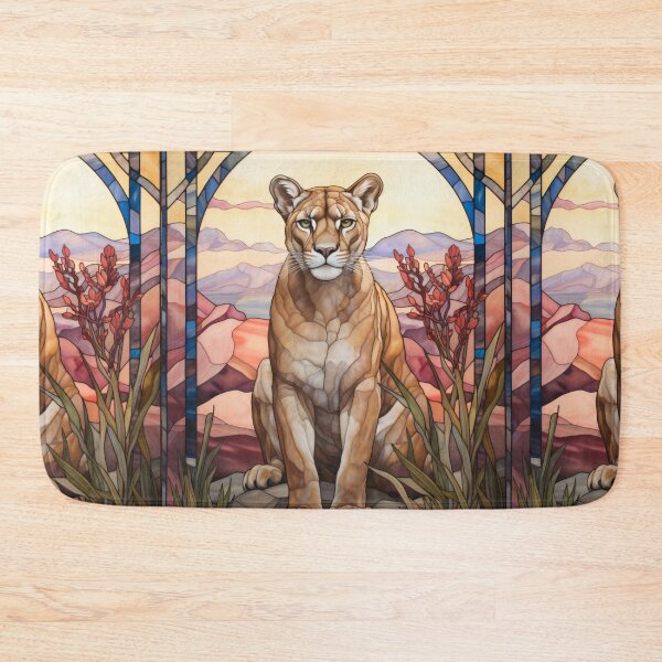 Item preview, Mountain Lion Stained Glass Desert Art designed and sold by pinkal.