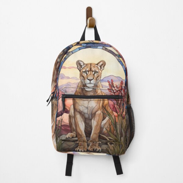 Item preview, Mountain Lion Stained Glass Desert Art designed and sold by pinkal.