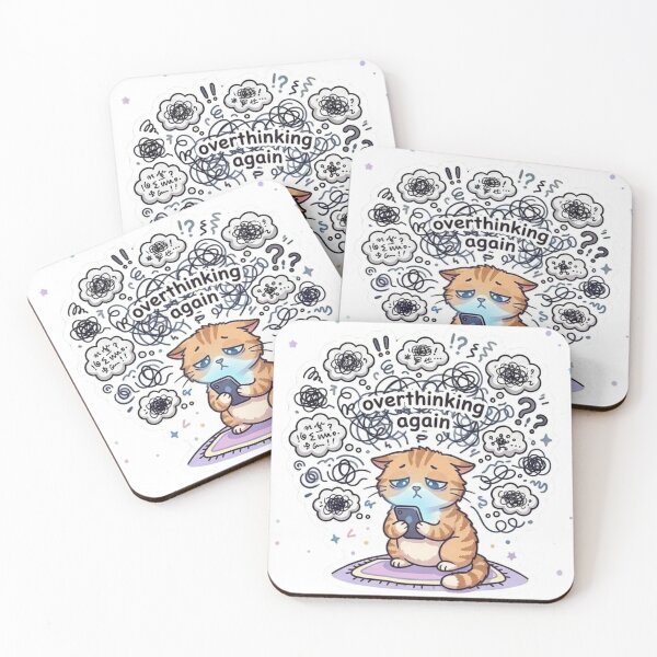 Item preview, Overthinking Again – Tired Cat Sticker designed and sold by Elviqus Shop.