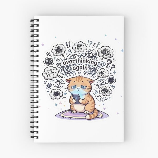 Item preview, Overthinking Again – Tired Cat Sticker designed and sold by Elviqus Shop.