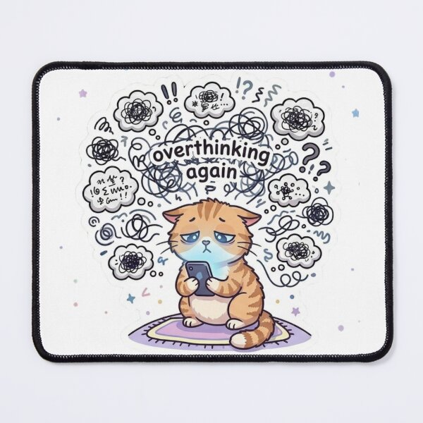 Item preview, Overthinking Again – Tired Cat Sticker designed and sold by Elviqus Shop.