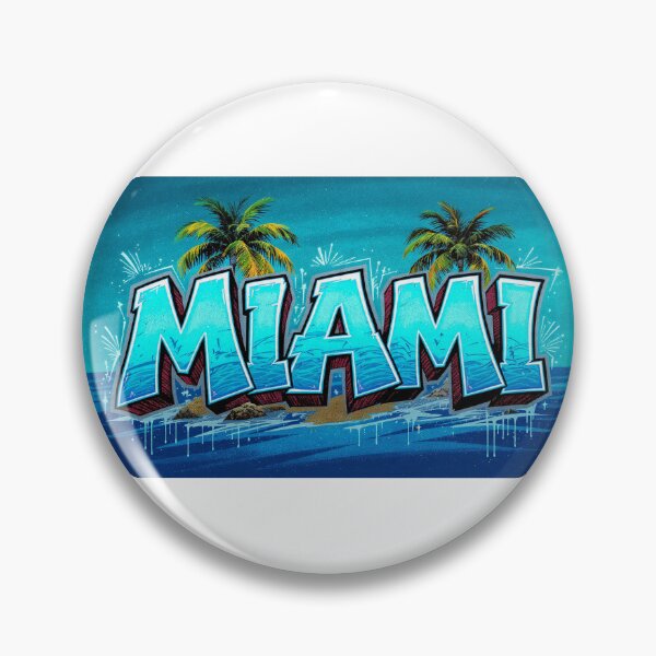 Item preview, *MIAMI Transparent Ocean Blue - Block Letters Palm Trees Landscape* designed and sold by Petringo.