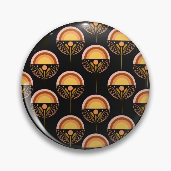 Item preview, Retro Sunset Rainbow Flower Dark Geometric Botanical Seamless Pattern Art designed and sold by DERA RAY.