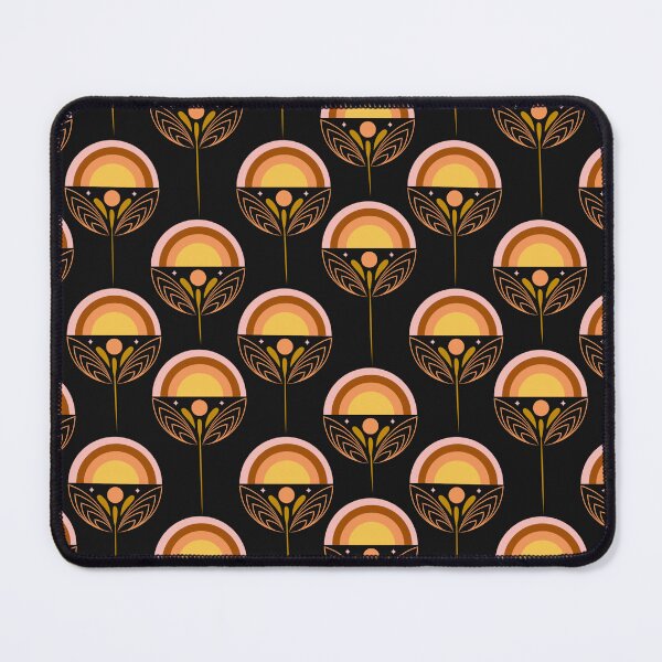 Item preview, Retro Sunset Rainbow Flower Dark Geometric Botanical Seamless Pattern Art designed and sold by DERA RAY.