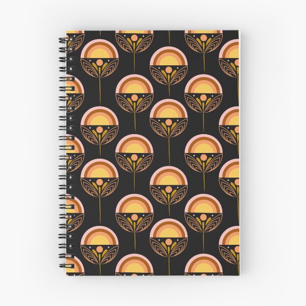 Item preview, Retro Sunset Rainbow Flower Dark Geometric Botanical Seamless Pattern Art designed and sold by DERA RAY.