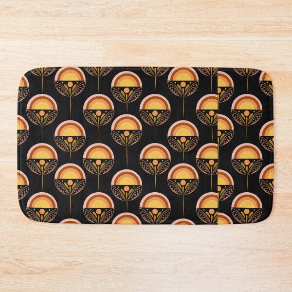 Item preview, Retro Sunset Rainbow Flower Dark Geometric Botanical Seamless Pattern Art designed and sold by DERA RAY.