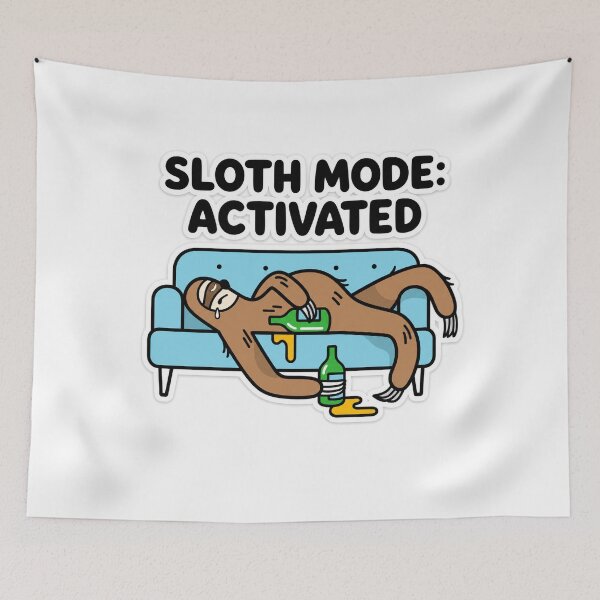 Item preview, Funny Sloth Mode Activated - Lazy Sloth Sleeping on Sofa with Beer designed and sold by Atlant11.