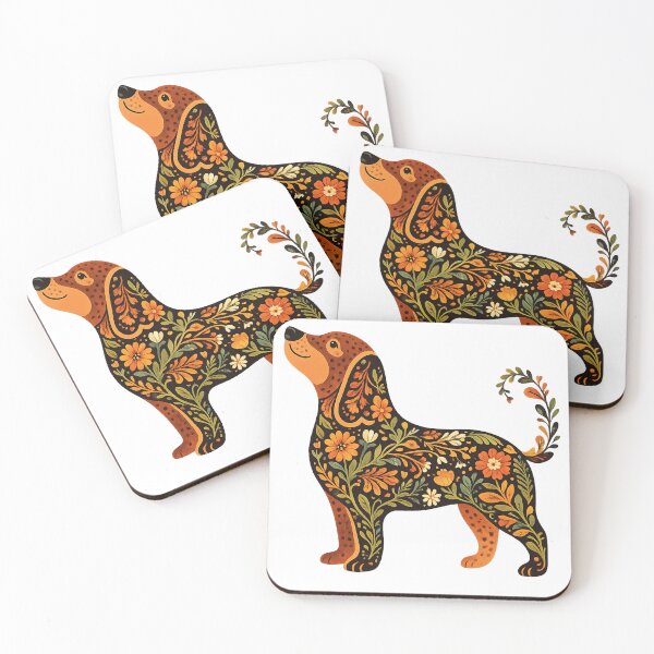 Item preview, Botanical Folk Art Dog - Sweet Floral Puppy Illustration designed and sold by myforestfog.