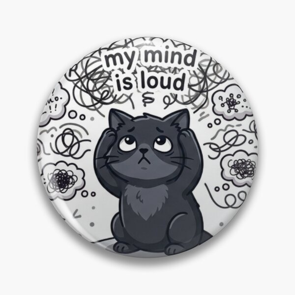 Item preview, My Mind Is Loud – Anxiety Black Cat Sticker designed and sold by Elviqus Shop.