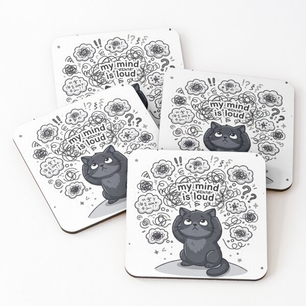 Item preview, My Mind Is Loud – Anxiety Black Cat Sticker designed and sold by Elviqus Shop.
