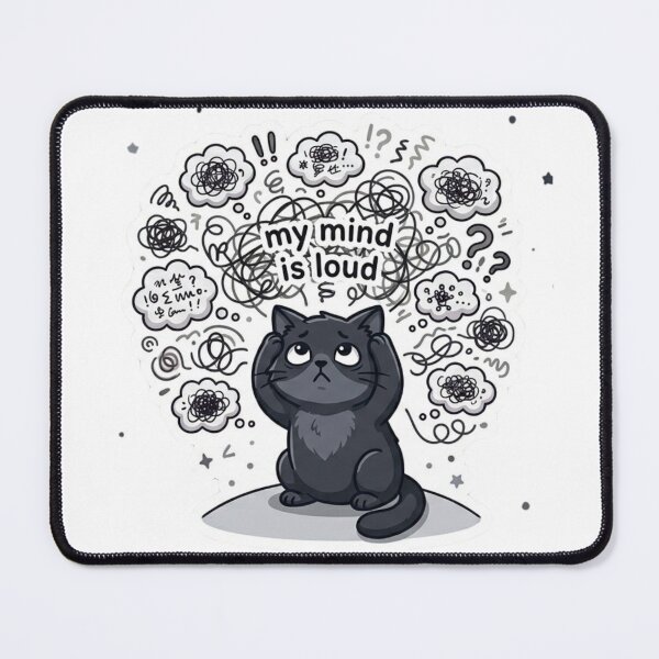Item preview, My Mind Is Loud – Anxiety Black Cat Sticker designed and sold by Elviqus Shop.