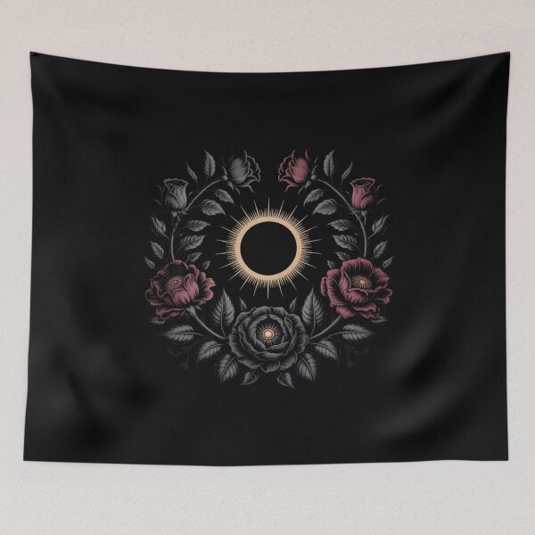 Item preview, Botanical Eclipse Shirt Gothic Sun Moon Floral Tee designed and sold by maxiprom.