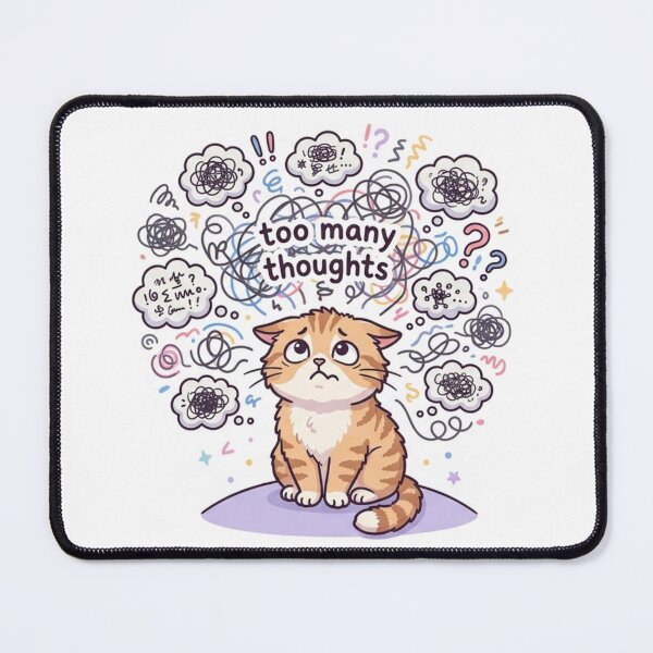 Item preview, Too Many Thoughts – Overthinking Cat Sticker designed and sold by Elviqus Shop.