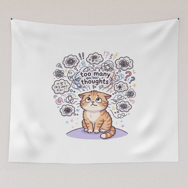 Item preview, Too Many Thoughts – Overthinking Cat Sticker designed and sold by Elviqus Shop.