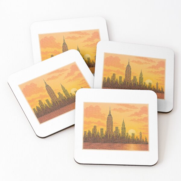 Item preview, NYC Heart Skyline Print | Golden Hour Screenprint Aesthetic designed and sold by reeeezcreates.