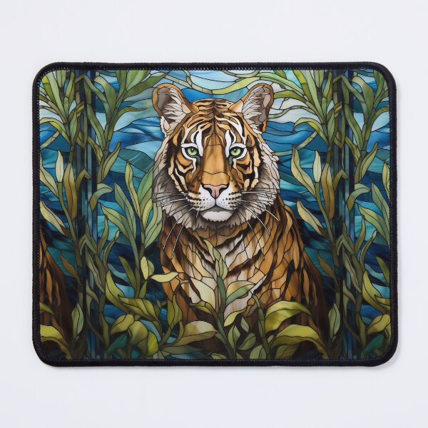 Item preview, Tiger Stained Glass Jungle Art designed and sold by pinkal.