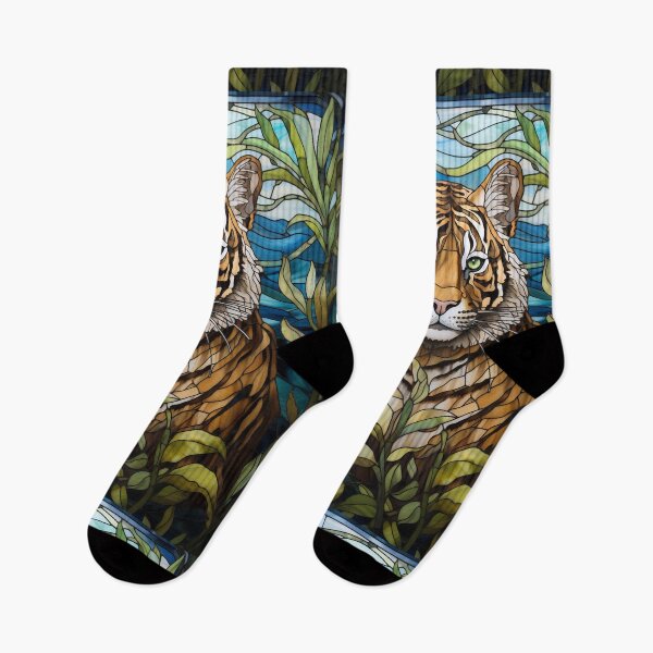 Item preview, Tiger Stained Glass Jungle Art designed and sold by pinkal.