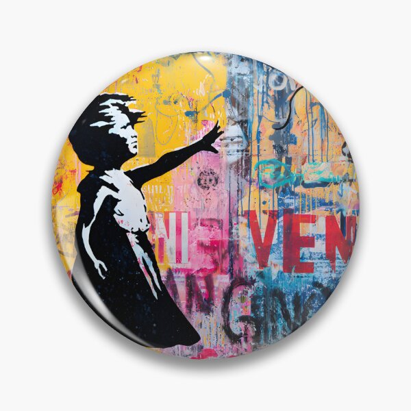 Item preview, Street Mural Girl With Red Heart-Shaped Balloon Art  designed and sold by GrinGalore.
