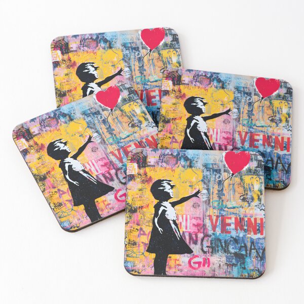 Item preview, Street Mural Girl With Red Heart-Shaped Balloon Art  designed and sold by GrinGalore.