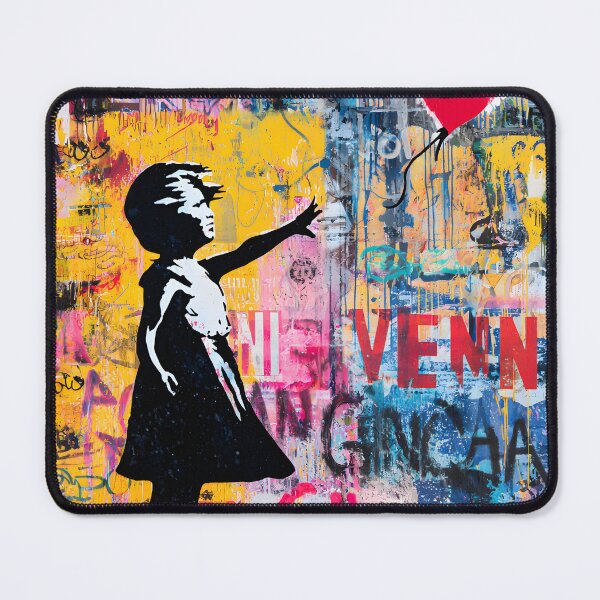 Item preview, Street Mural Girl With Red Heart-Shaped Balloon Art  designed and sold by GrinGalore.