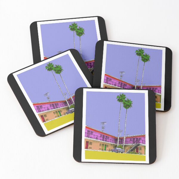 Item preview, California USA Motel with Palm Trees. Original art. Watercolour designed and sold by KALEIDOSCOPE UK.